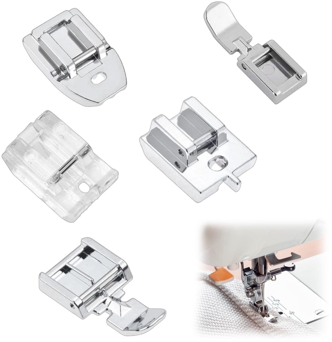 Solidchoice - Set van 5 Universele Naaivoeten voor Huishoudmachines