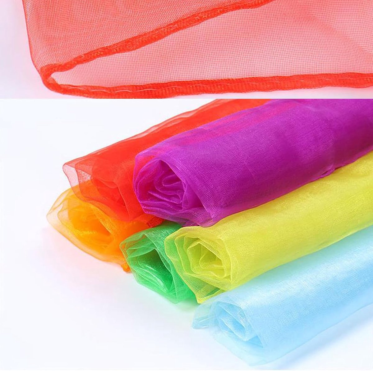 Juggling cloths 12 stuks - kleurrijke chiffon doeken - 60 x 60 cm - perfect voor dans en jongleren - ShopVlot