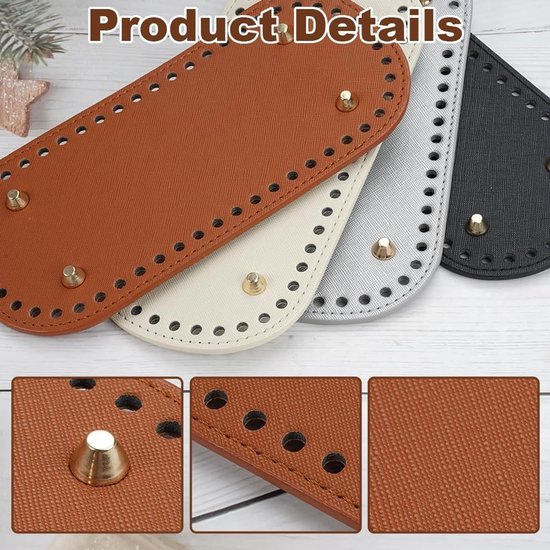 Set van 4 haakjes voor het maken van handtassen, ovalen bodem voor haken, DIY accessoires voor leren tassen en haakprojecten — afbeelding 2