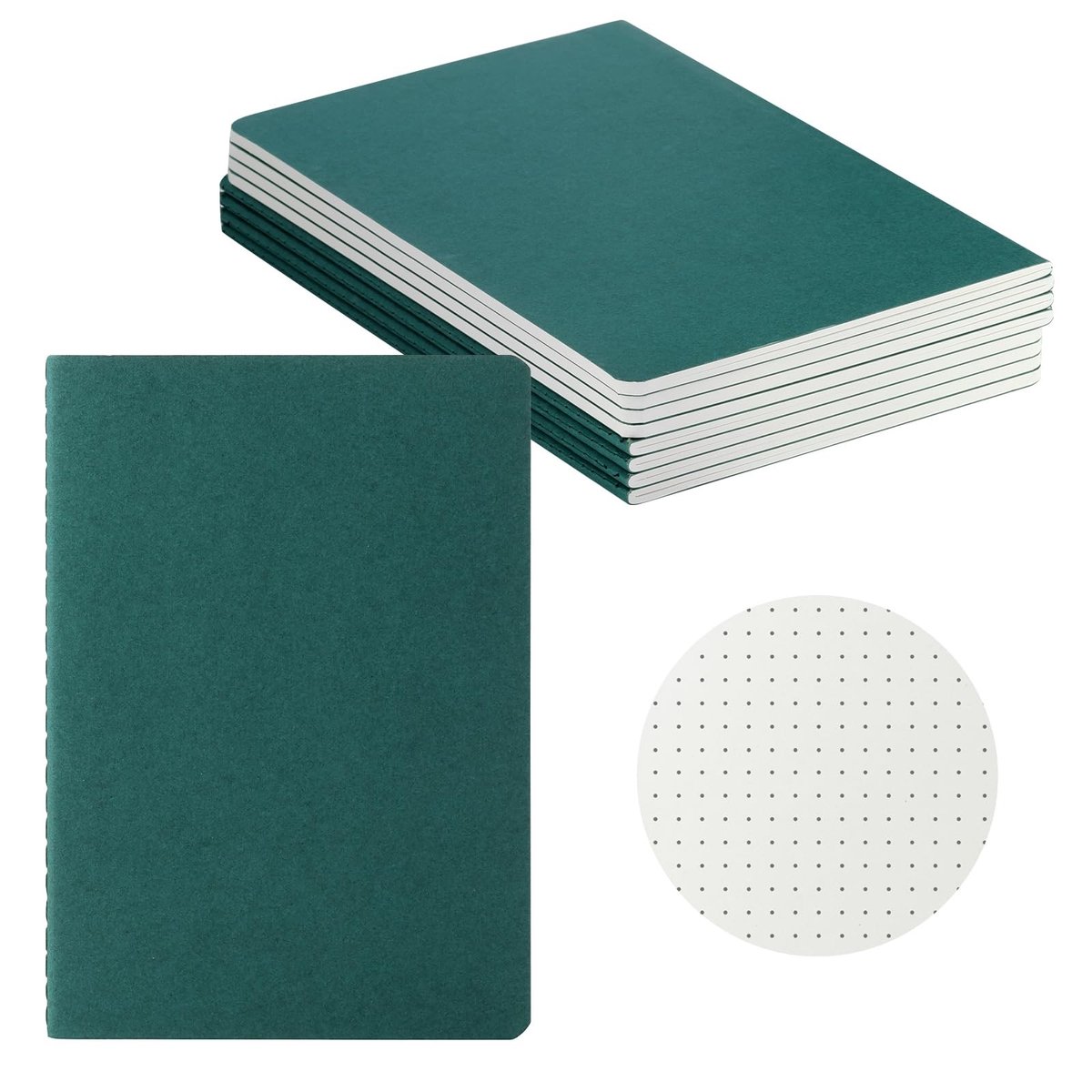 Solidchoice - Set van 8 Groene Gestippelde Notitieboeken A5