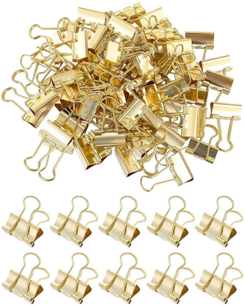 Solidchoice - 100 Stuks Gouden Opvouwbare Clips voor Kantoor en Creatief Gebruik