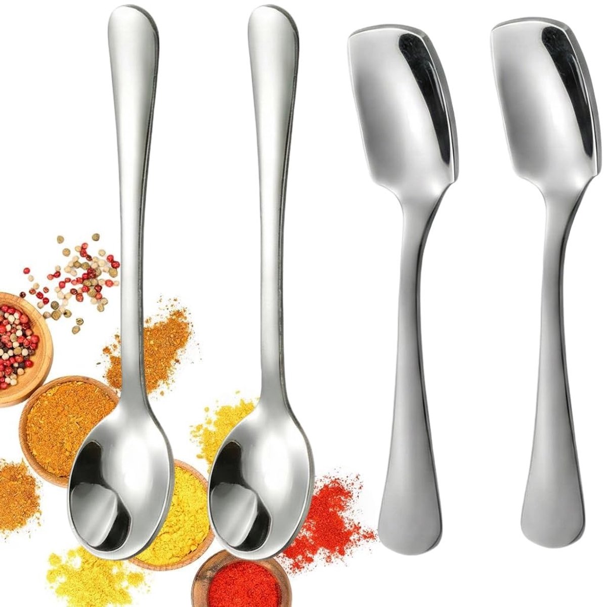 Tiny Stainless Steel Spoons for Spice Jars, 7.5 cm, Cute Small Stainless Steel Spice Spoons for Salt, Spices, Cute - ShopVlot