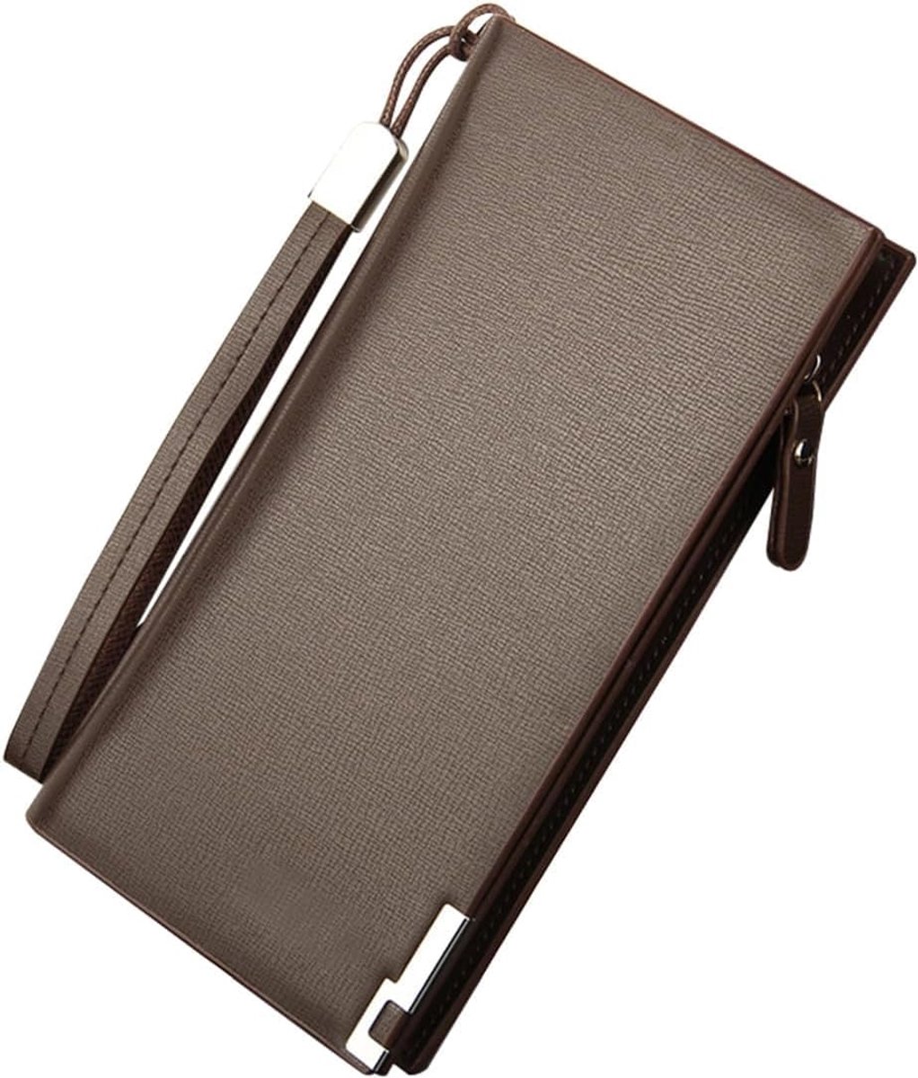 Heren leren portemonnee groot - bruin - RFID-blocking - perfect voor kaarten en cash - ShopVlot