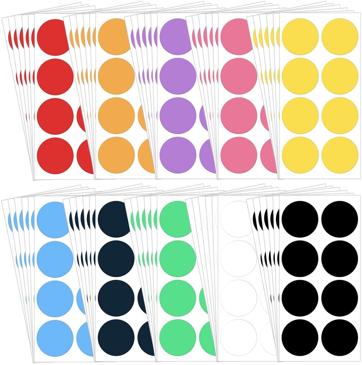 Solidchoice - Set van 480 Grote Zelfklevende Dots in 10 Kleuren