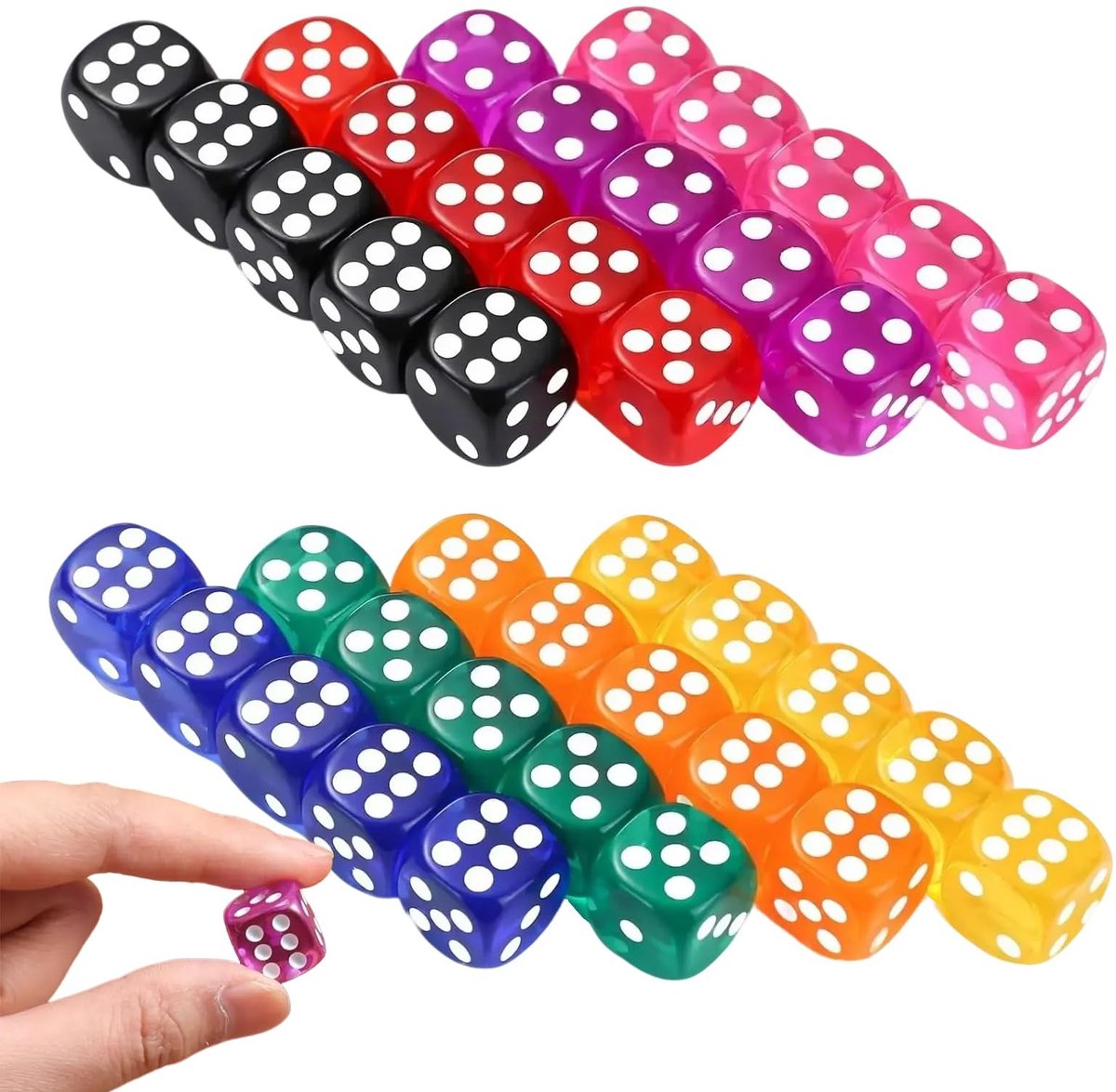 Solidchoice - Set van 40 Kleurrijke Dobbels voor Spellen