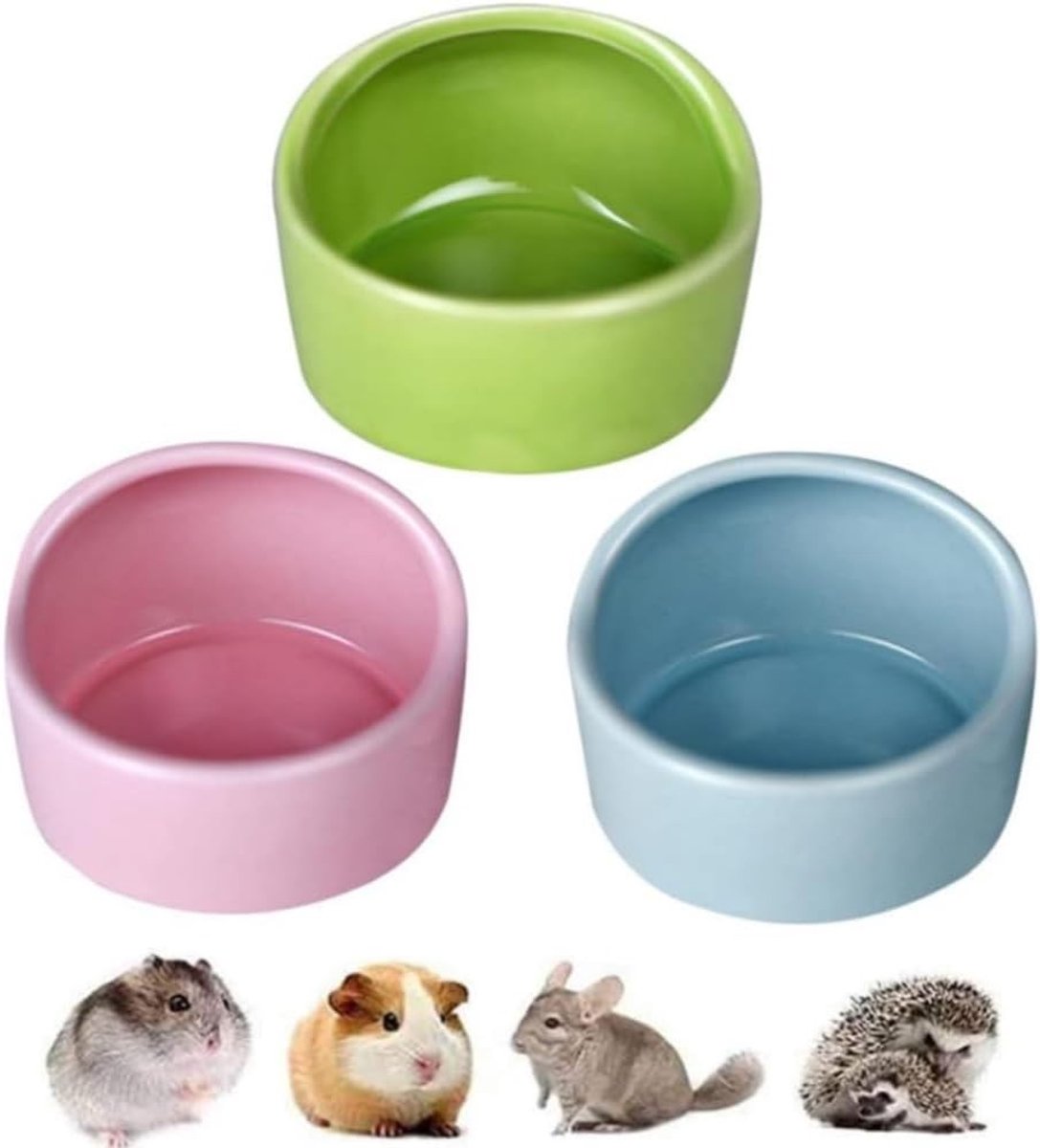 Set van 3 keramische voerbakken voor hamsters en kleine dieren - Voeding accessoires voor knaagdieren