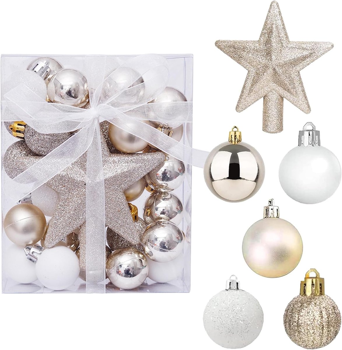 Mini kerstballen 3 cm - plastic kerstdecoratie - set van 30 - perfect voor kerstboom en feestverlichting - ShopVlot