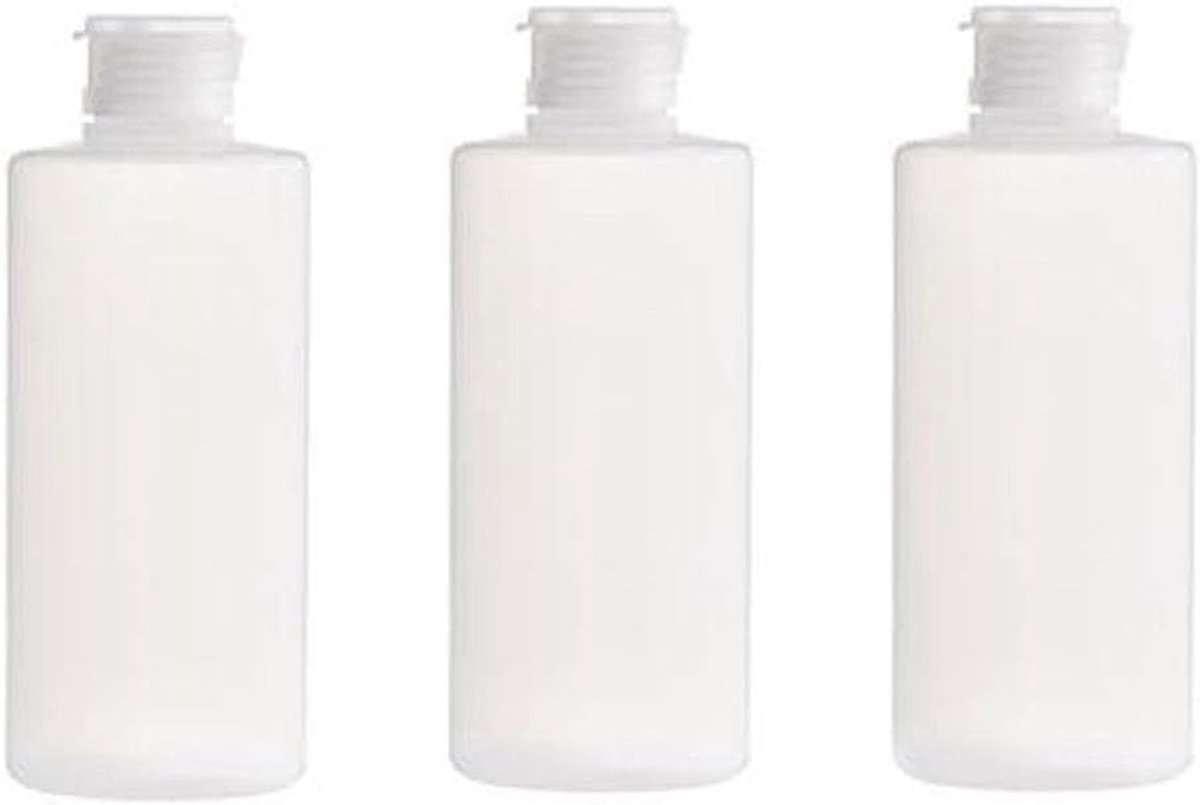 Plastic tube fles 200ML - transparant - 3 stuks - herbruikbaar en handig voor toilettas - ShopVlot