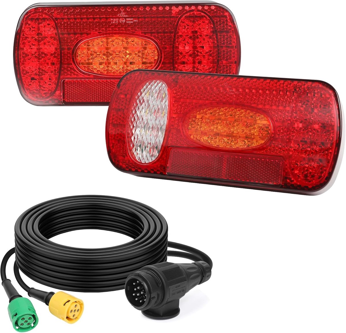 AOHEWEI Trailer Tail Light Kit 12V/24V Turn Signal Brake Light Reversing Light Fog Reflector with 13 Pin Plug 5.5m - ShopVlot
