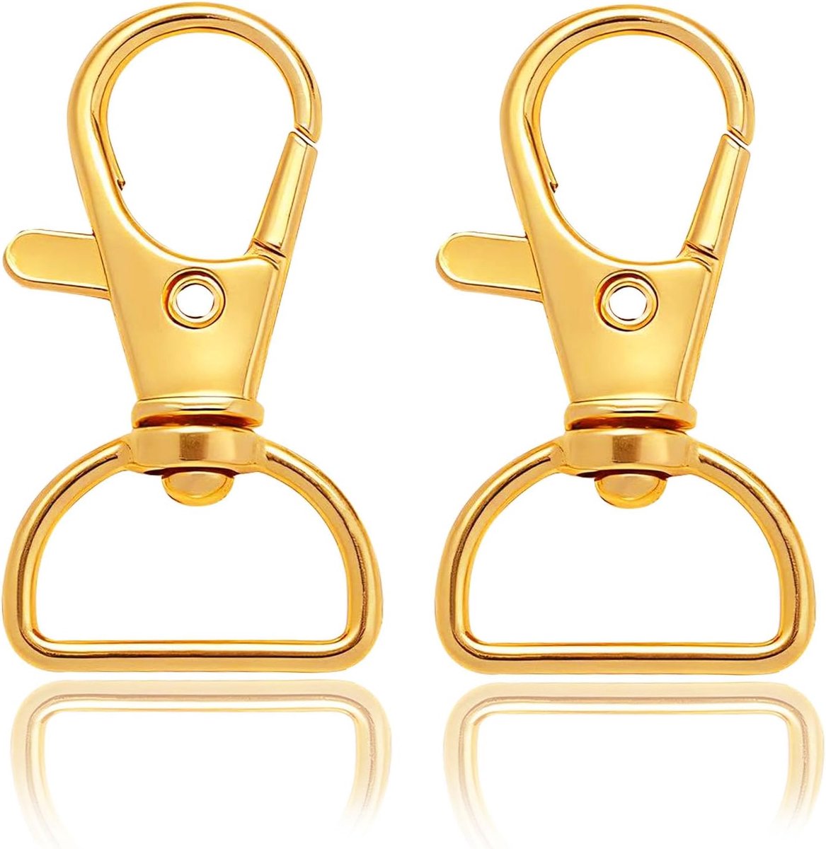 50 stuks sleutelhangers, sluitingen, karabijnhaken, 3,6 cm, 360 graden draaibaar, karabijnhaak, D-ringen, metalen - ShopVlot