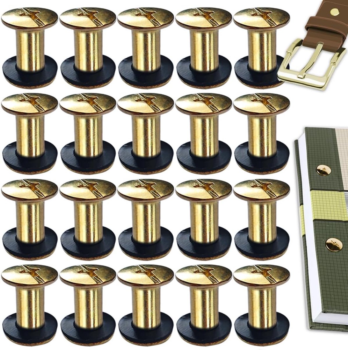 Chicago Book Screws 20 Pieces Stainless Steel M5 x 10 mm Chicago Screws Book Binder Screws Rivets for Leather Bags - ShopVlot