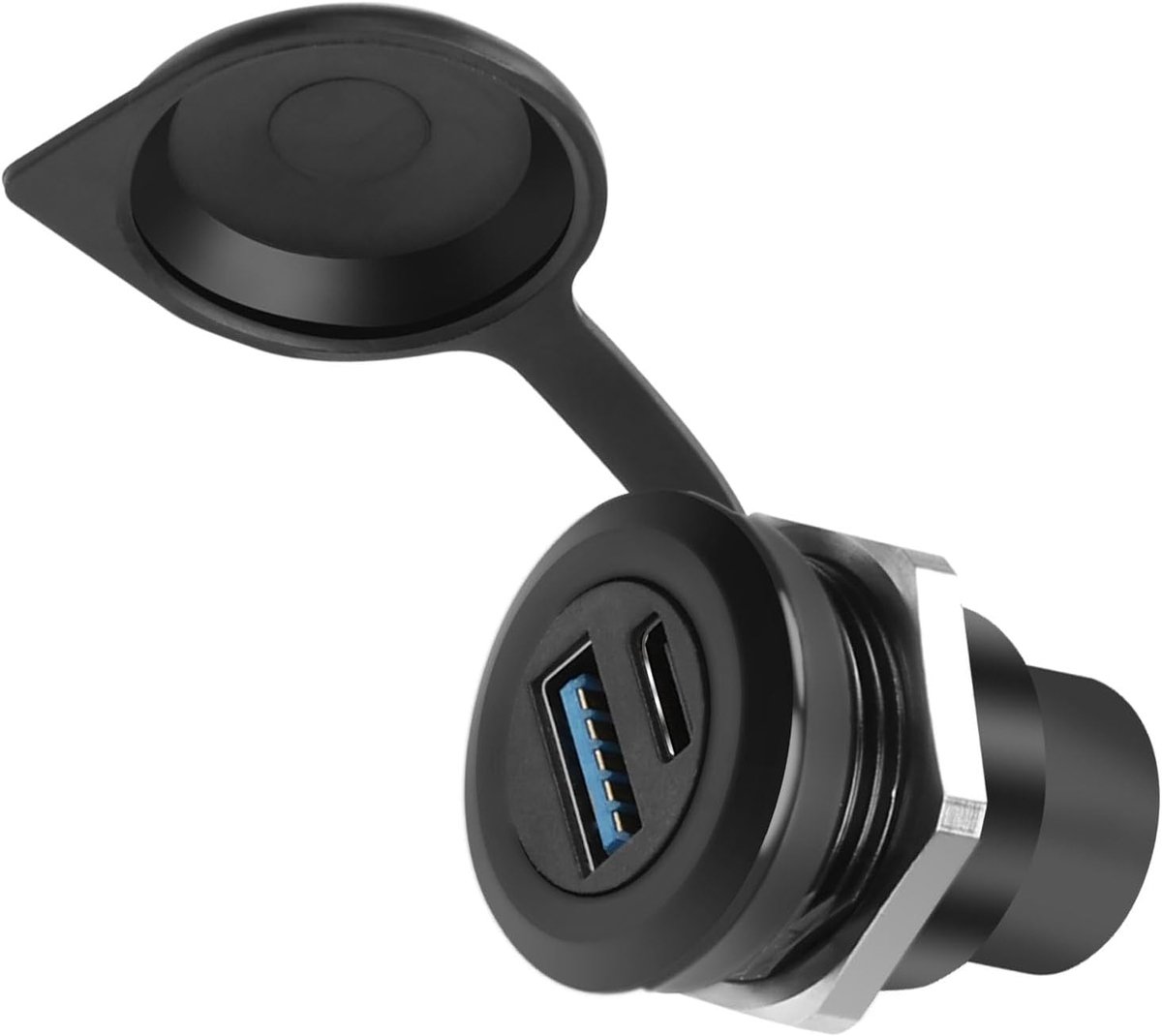 Paneelmontage Adapter - USB Uitbreiding - Gegevens Overzetten - Dubbele Poort - 2 Poorten - Zwart