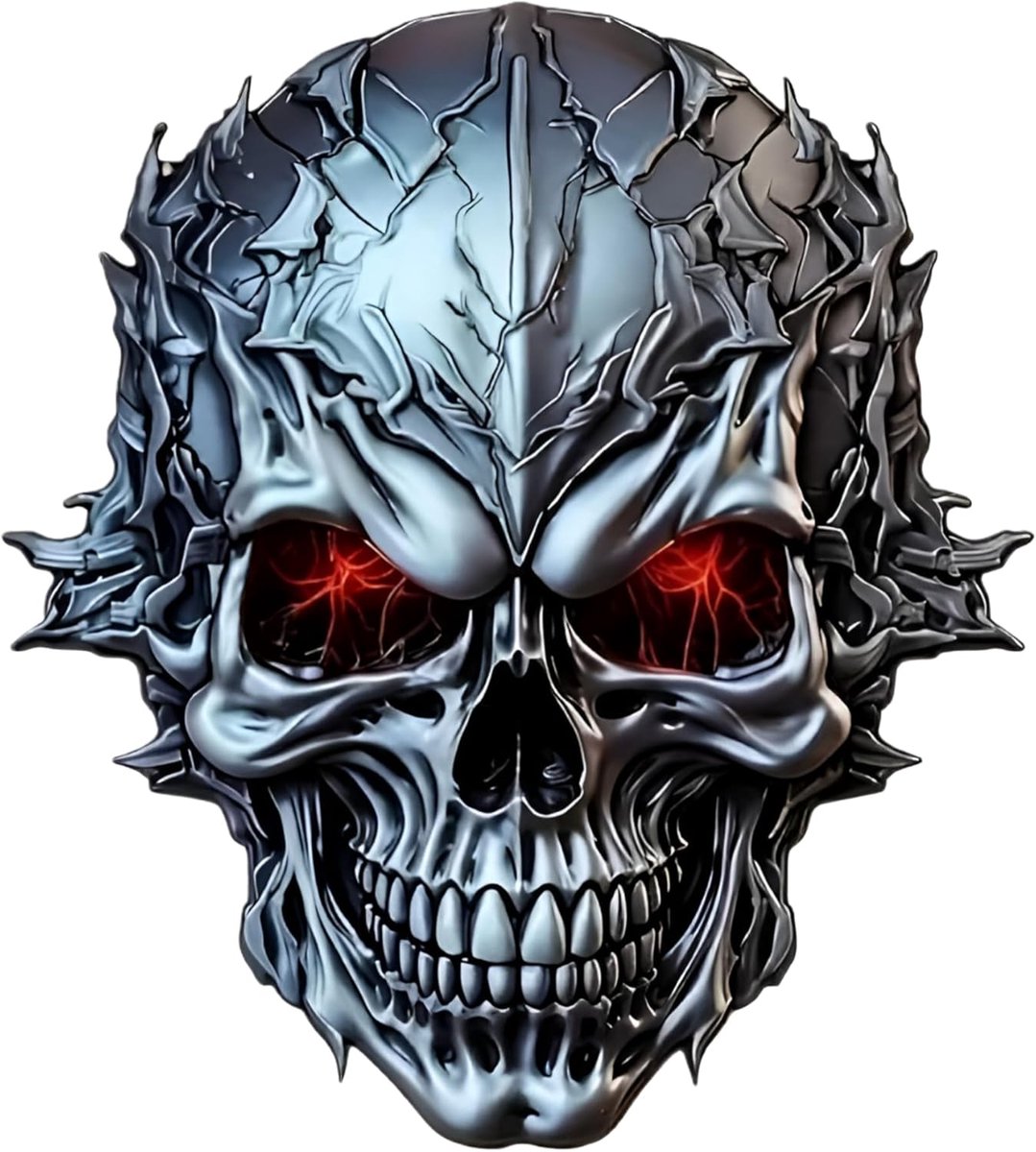 Metalen doodskopstickers, 13 cm zware waterdichte stickers, 2 stuks, glanzende afwerking voor auto's, motorfietsen - ShopVlot