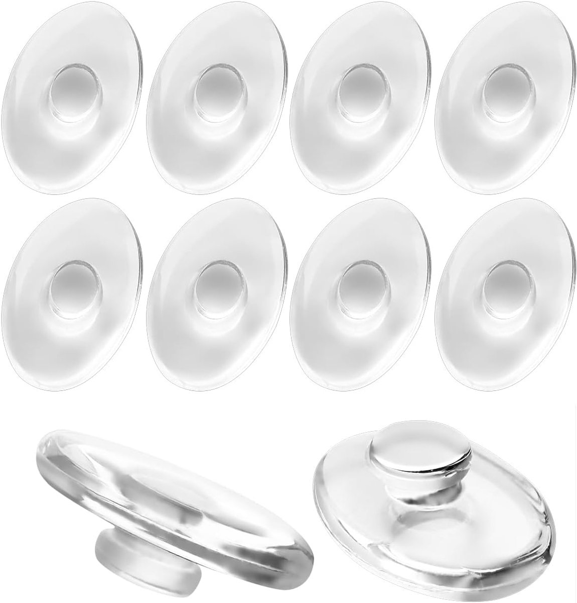 Nose Pads (Oval) Silicone Clip-on Eyeglasses, 13mm x 7mm, Soft Silicone Nosepieces, 5 Pairs - ShopVlot