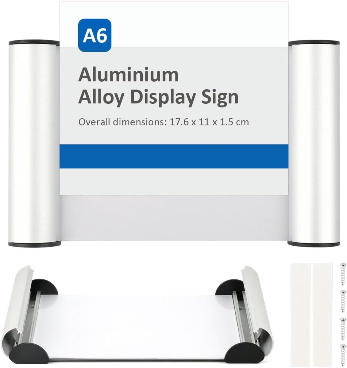 Deurbord kantoor A6, aluminium en transparante afdekking, deurbordjes gepersonaliseerd naambordje deur 148 mm x 105 mm - ShopVlot