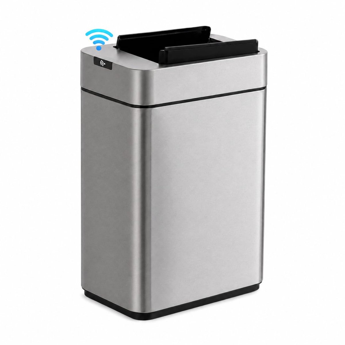 Sensorprullenbak 9 L, RVS, Automatisch Deksel, Zilver - Smalle badkamerprullenbak met stille middenopening, 15 cm diep - ShopVlot