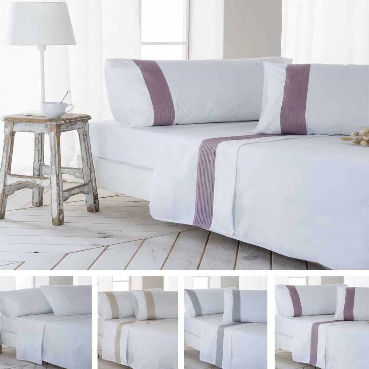 Gorbea Percale Bed Linen Set, 100% Cotton, 200 Thread Count, White, 135 x 190/200, 100% Percale Cotton - ShopVlot