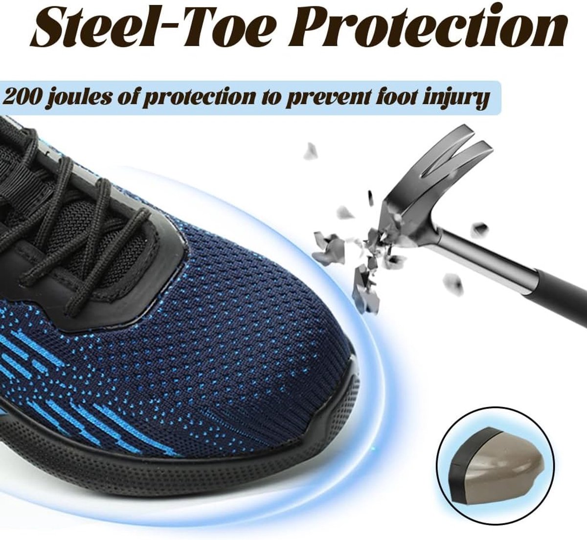 Safety Shoes Ladies Work Shoe Men's Safety Trainers With Steel Toe Cap Sporty Safety Shoes Comfortable Breathable - ShopVlot