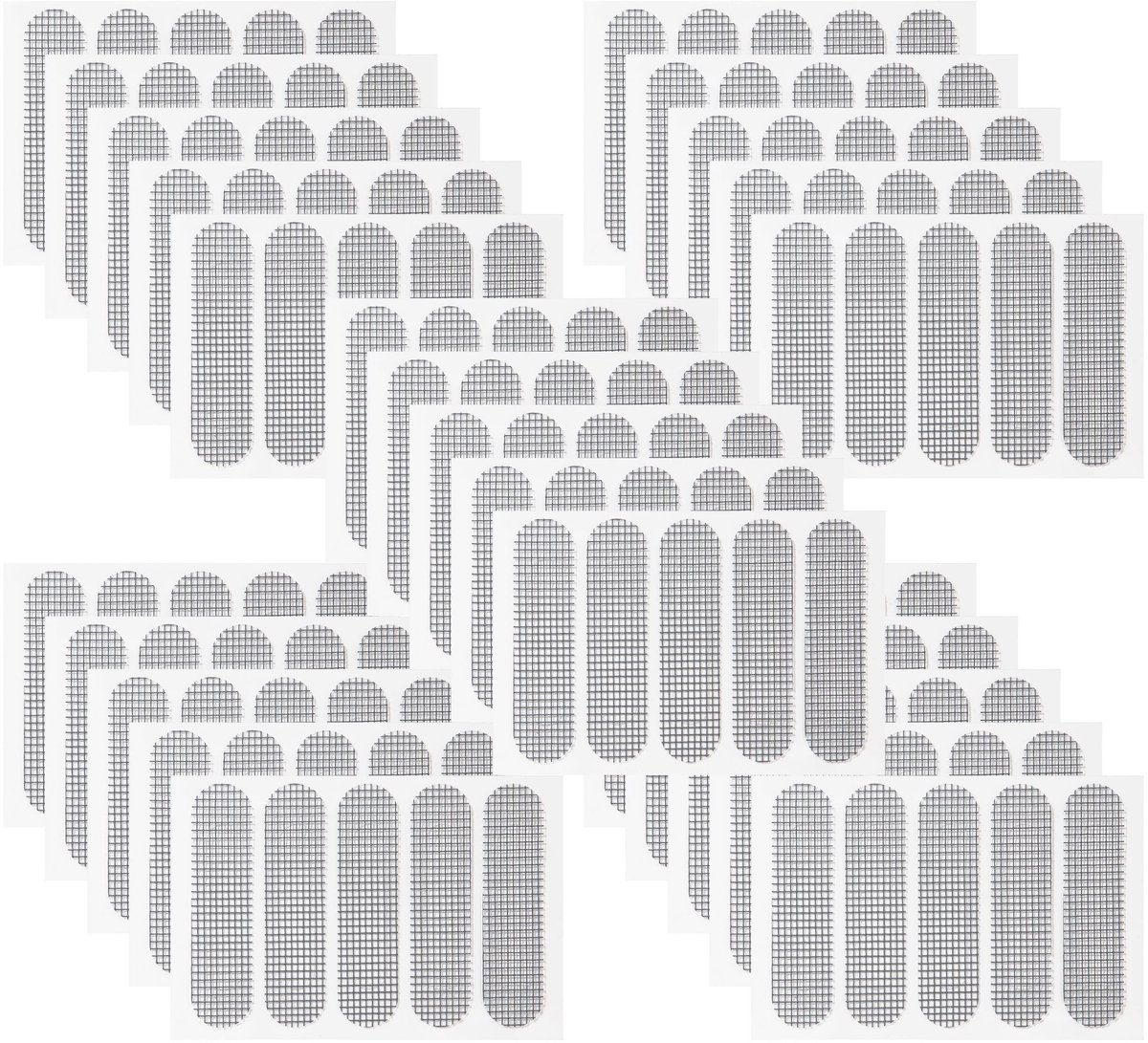 Vliegengaas Reparatieset 125 Delig - Sterke Zelfklevende Hor Reparatie Patches - Herstelset voor Raam- en Deurhorren van Glasvezel - Insectenwerende Reparatiekit voor Vliegenhorren en Muggenhorren