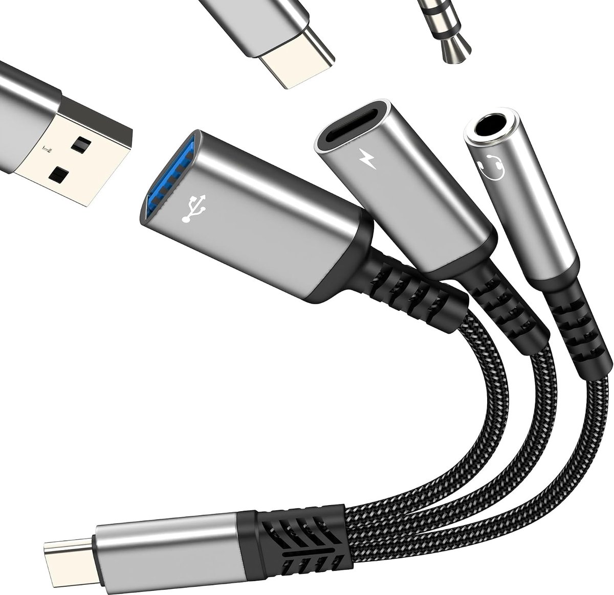 Adapter USB C naar oplaadkabel voor iPhone 17 16 15 Pro Max kabel voor Apple 3,5 mm audio hoofdtelefoon type C OTG 3.0 - ShopVlot