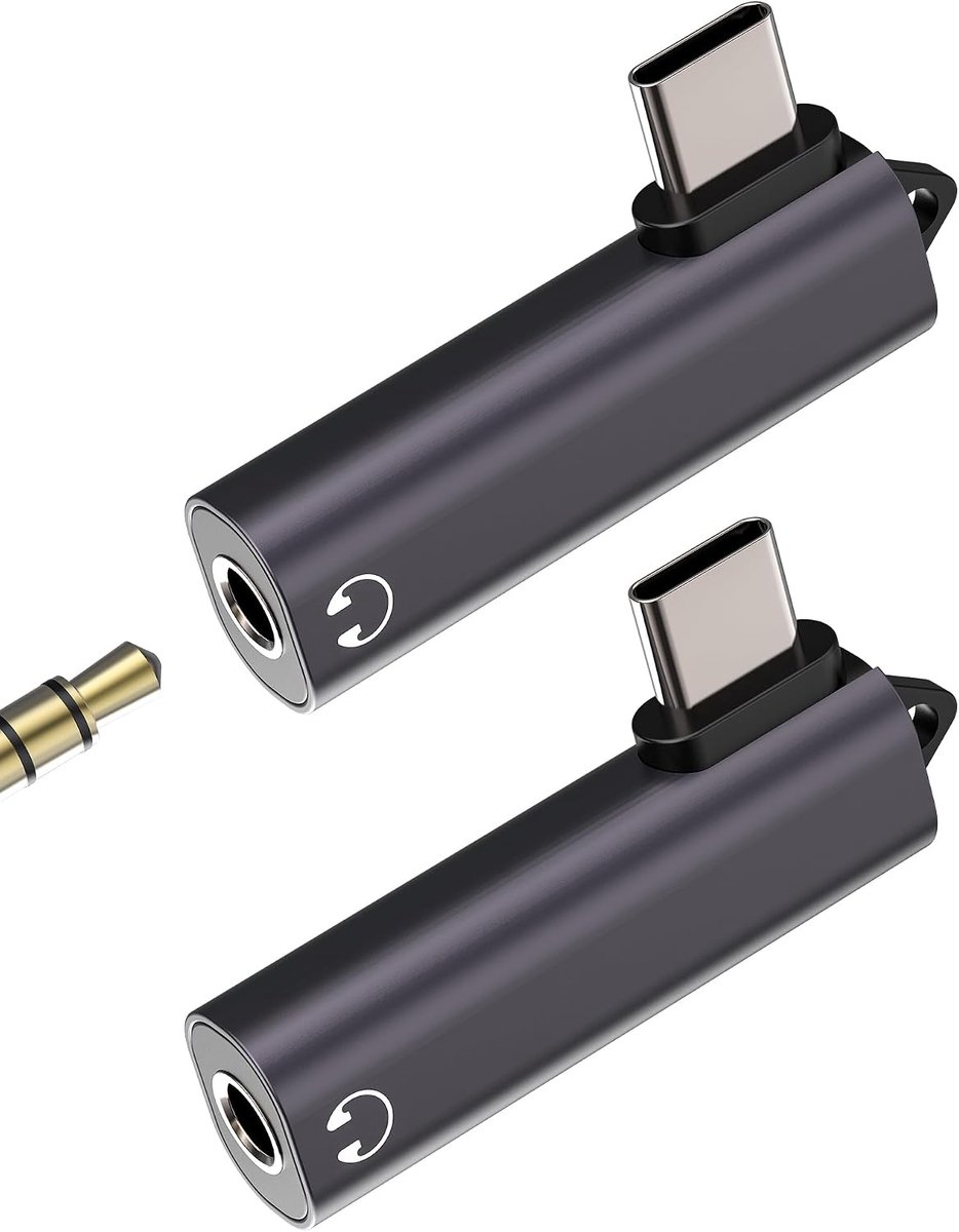 USB-C naar audio adapter 3,5 mm DAC AUX-kabel converter hoofdtelefoon (2 stuks) voor iPhone 16 15 Pro Max compatibel - ShopVlot