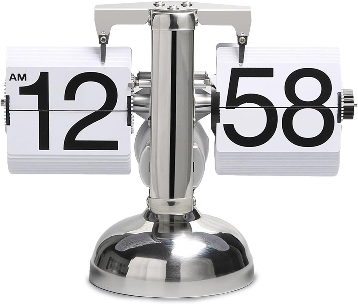Flip Clock Retro Digital Battery Powered Down Clock with Gear Mechanism, Desk Clock Vintage Design, Mechanical Flip - ShopVlot