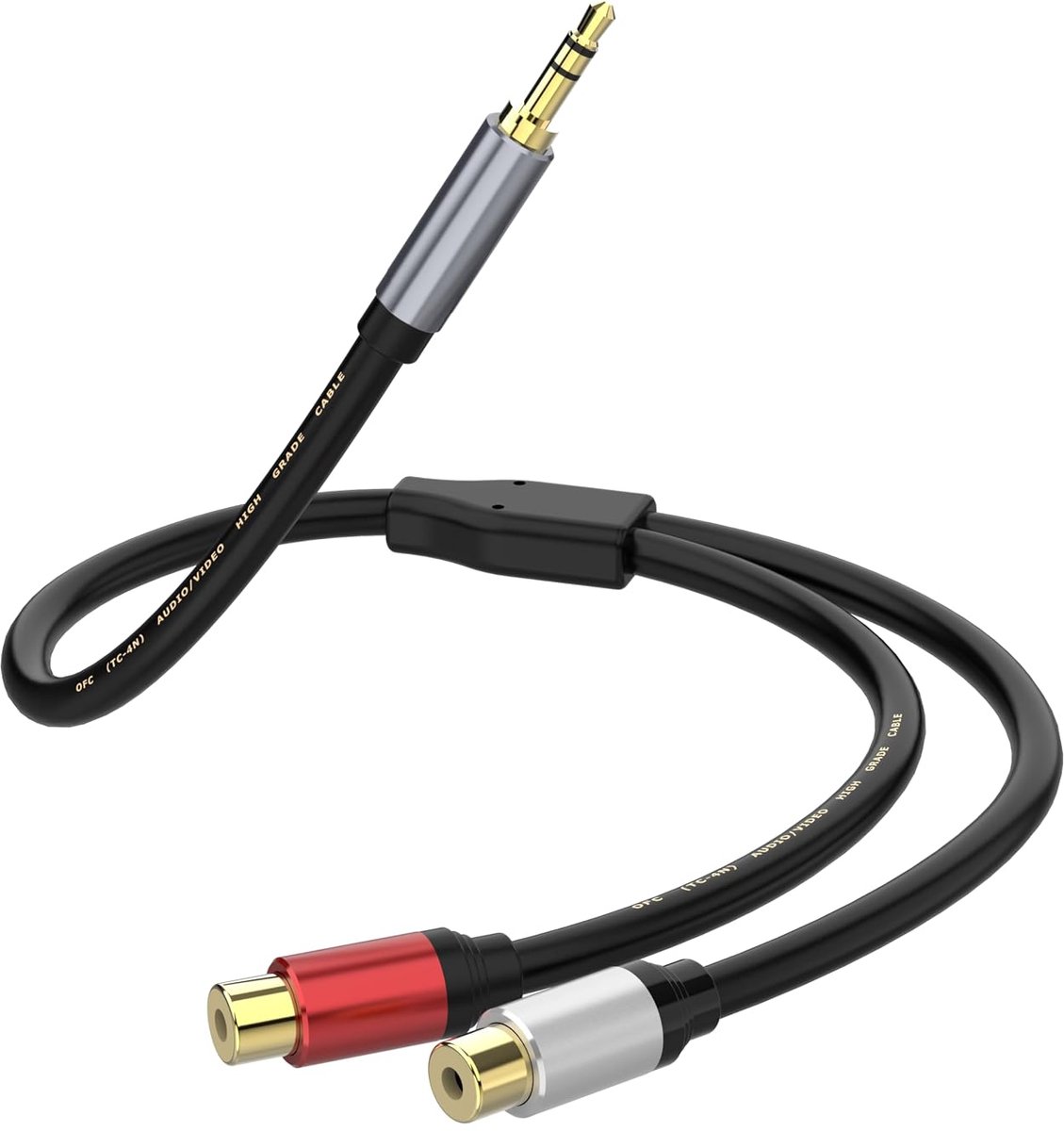 3.5mm to RCA Cable (0.3m), Hi-Fi Sound Stereo Audio Adapter with Gold-Plated Y-Splitter 1/8 to RCA Plug, Compatible - ShopVlot