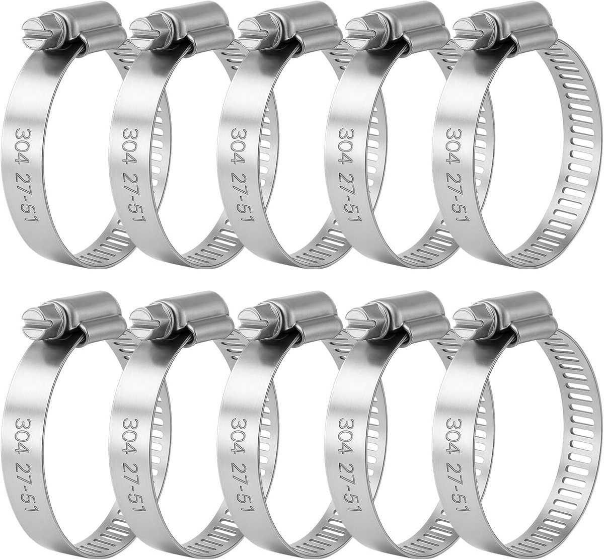 10 Pcs Hose Clamps 27-51 mm Adjustable Stainless Steel Pipe Clamps Metal Hose Clamps for Attaching Hoses, Cables and - ShopVlot