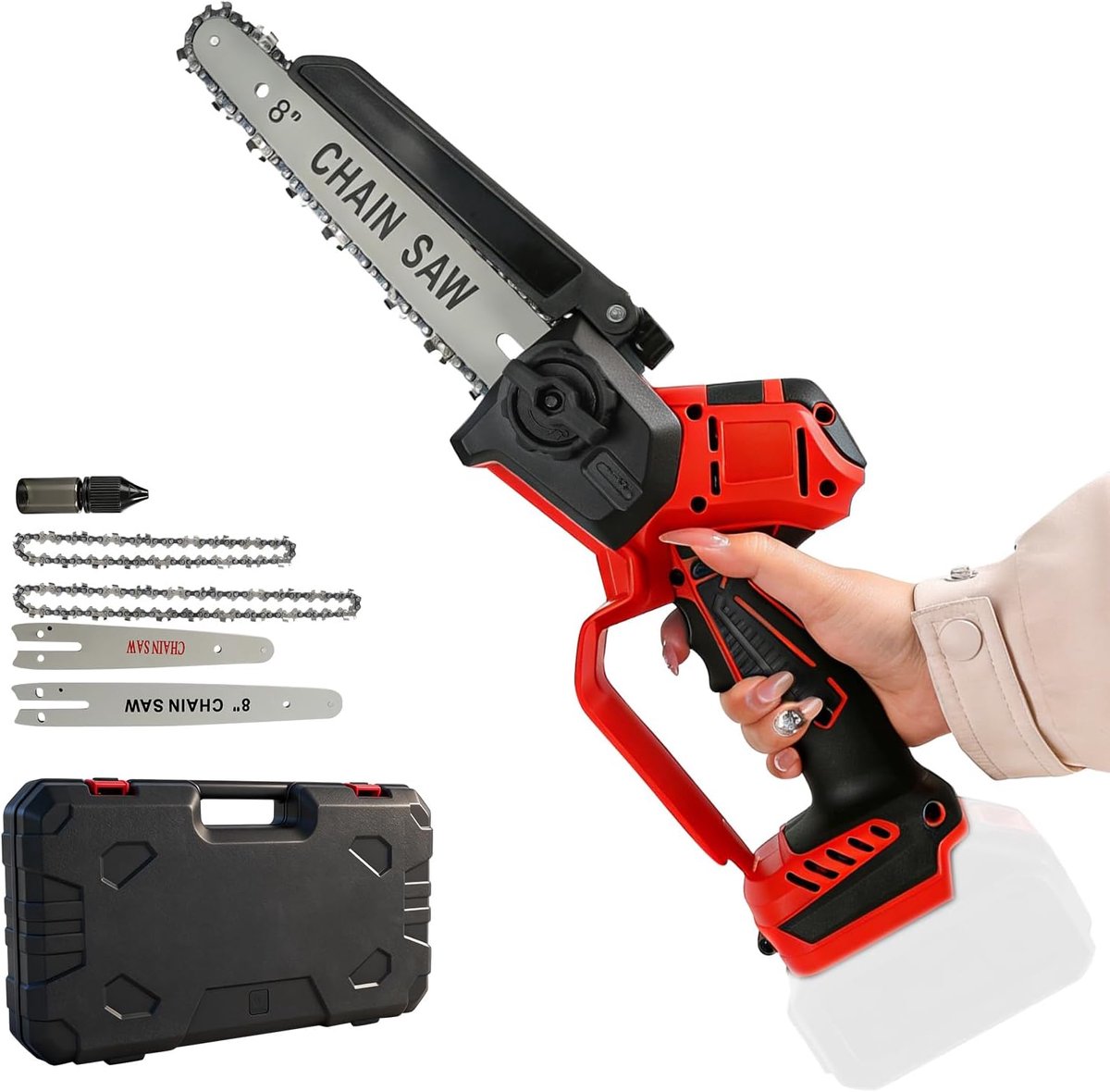 Borstelloze mini-accukettingzaag, 10 m/s, 6 en 8 inch elektrische zaag, compatibel met Milwaukee 18 V, handkettingzaag - ShopVlot