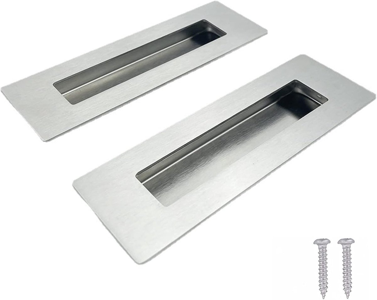 Stainless steel shell handle, sliding door handle, rectangular, 2 sliding door handles, recessed handle, concealed - ShopVlot