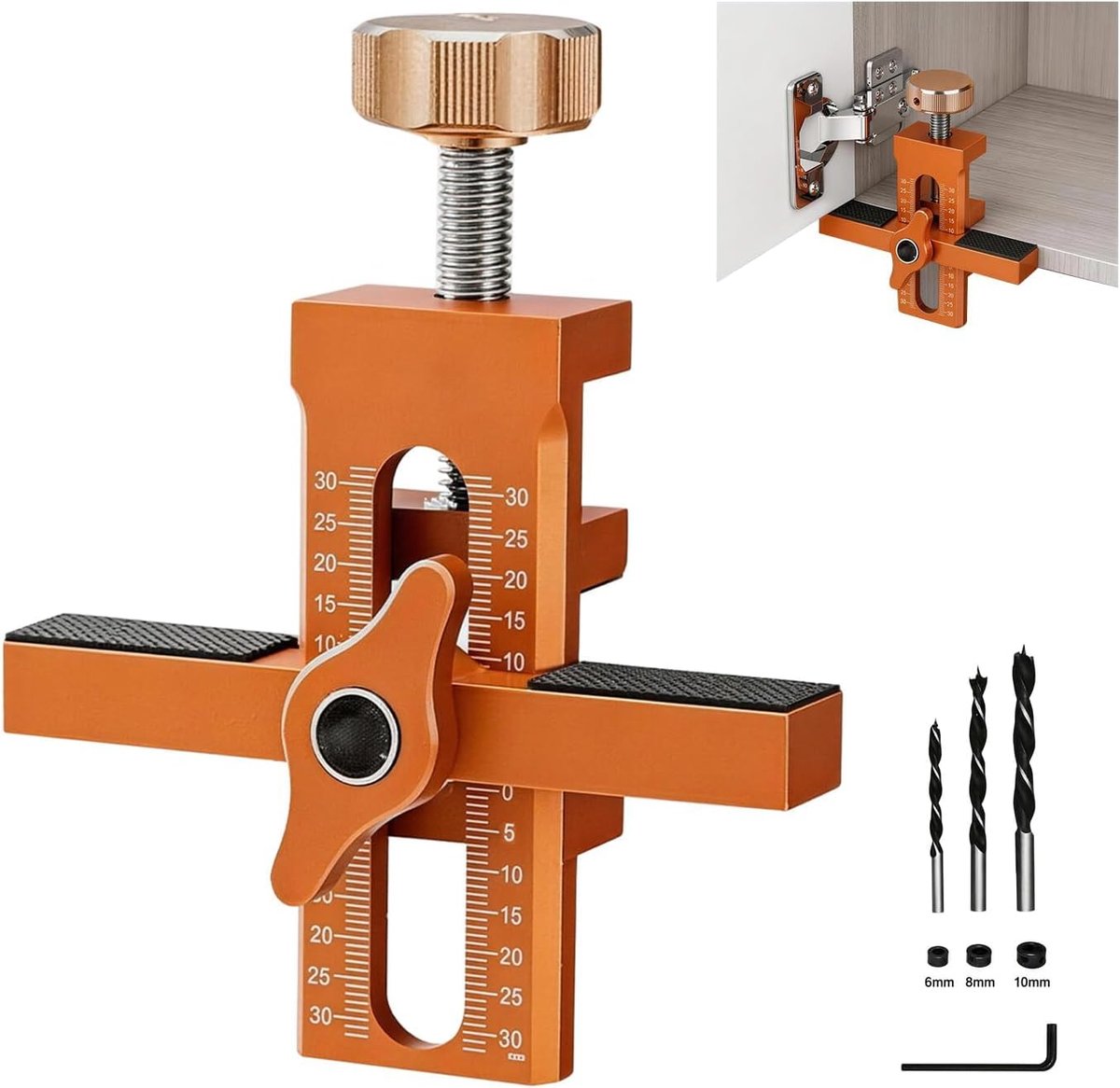 2-in-1 kastdeur installatie-positioneerder set met 3 boortjes - ShopVlot