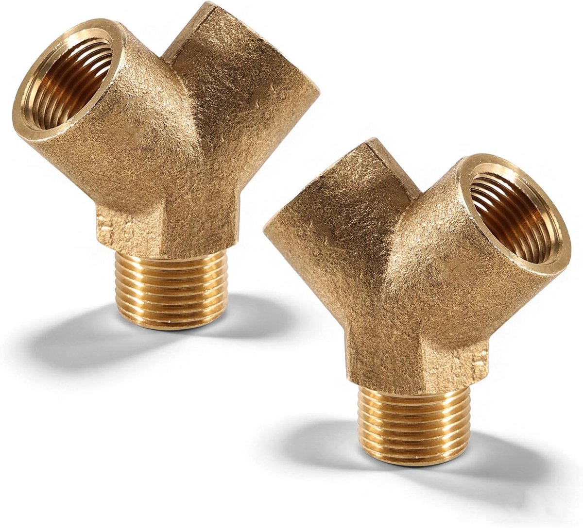 2pcs Y-piece distributor fittinge, 3/8 inch 3-way divider, G3/8 inch IG xAGxIG brass Y-distributor, female thread x - ShopVlot