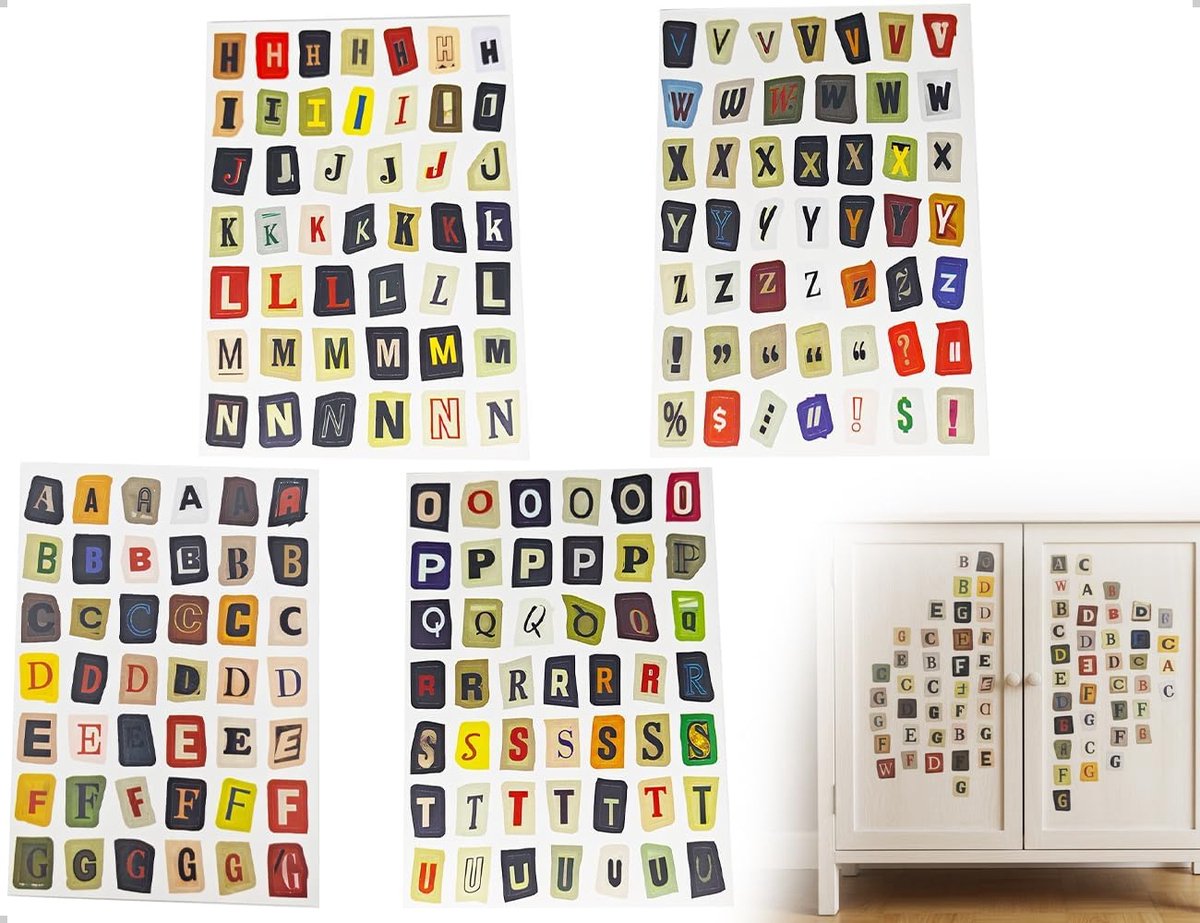 181 stuks letterstickers, vintage stickers, scrapbooking-artikelen, gebruikt voor doe-het-zelf album, brievenbus - ShopVlot