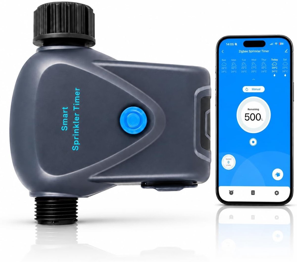 Zigbee Bewateringscomputer met Watermeter, App Bediening, Gateway Vereist - ShopVlot