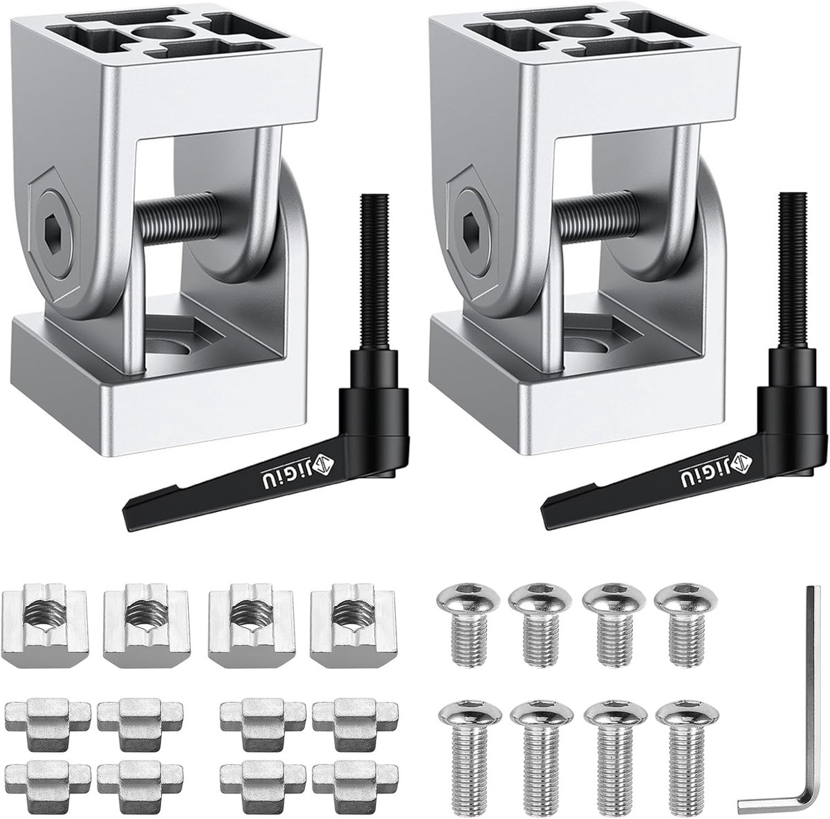 JiGiU Angle Connector, Adjustable Hinge for 3030 Aluminium Profile, 8 mm, Slot, Hinge Connection with Clamp Handle - ShopVlot