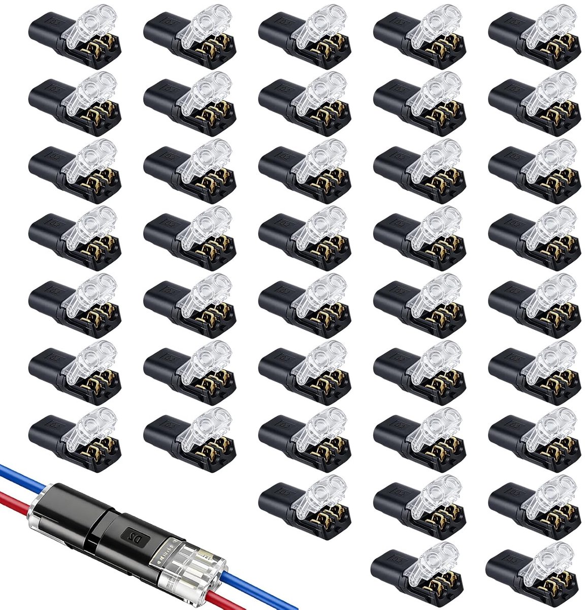 40 stuks connectoren 2-polig, dubbele lader-connectoren met vergrendeling, geschikt voor led-verlichting, auto en - ShopVlot
