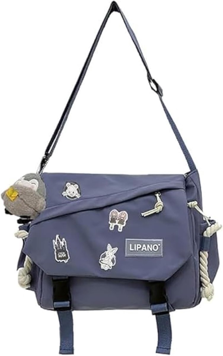 Kawaii Messenger Bag with Cute Pins and Ornament, Casual Crossbody Bag - ShopVlot