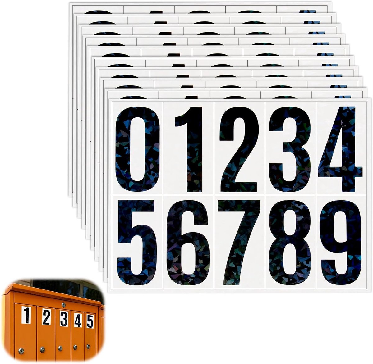 Number stickers, 10 sheets, weatherproof, flashing letters, adhesive numbers, reflective large number stickers - ShopVlot