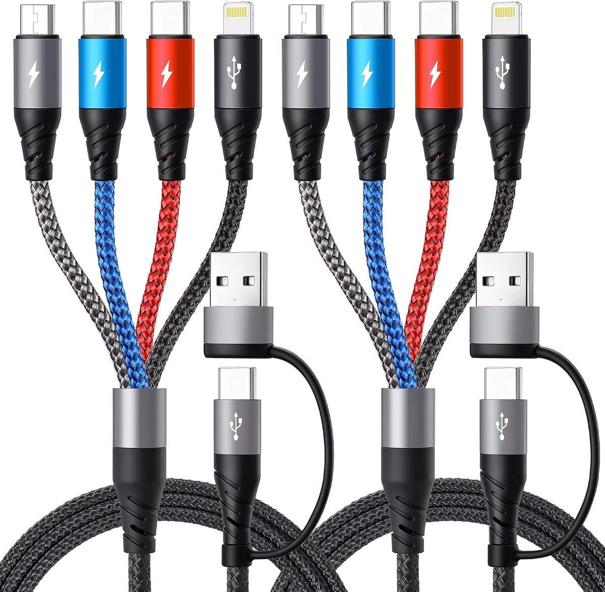 Miger 2 stuks 6-in-1 multi-USB-kabel, intrekbare oplaadkabel - ShopVlot