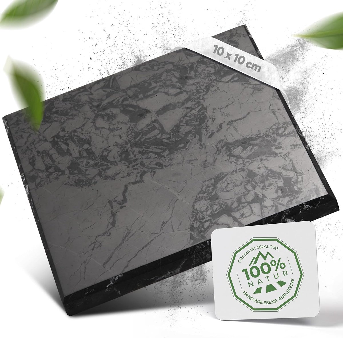 Original shungit plate from Karelia, 10 x 10 cm, for use as jet blocker, water vitaliser or protective stone against - ShopVlot