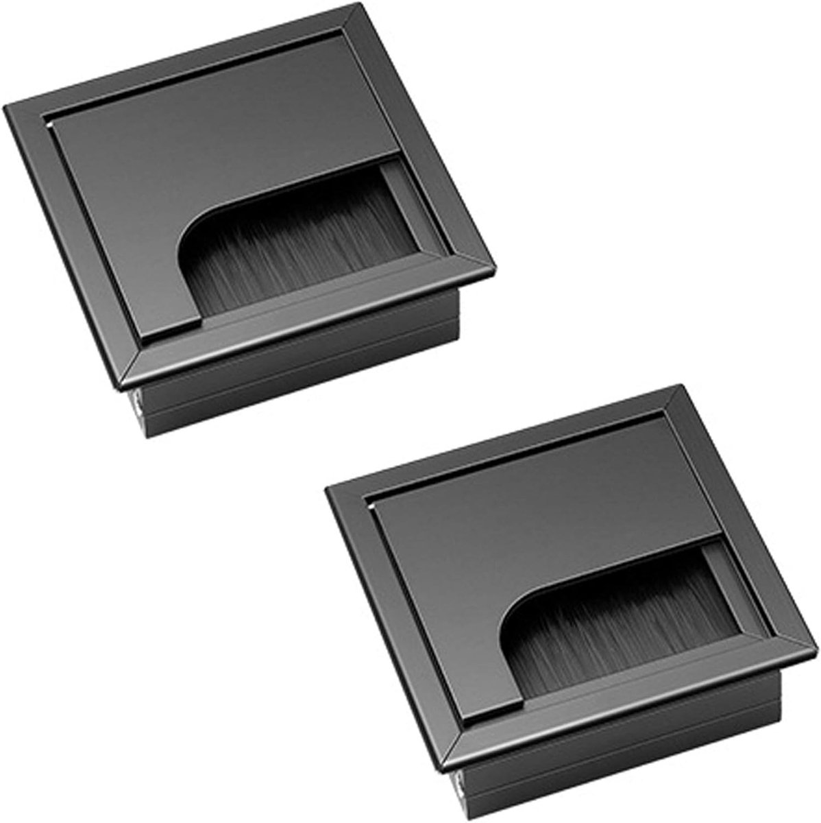 Kabeldoorvoer 80 mm x 80 mm - Aluminium met borstelafdichting - Voor bureaus en werkbladen - Eenvoudige installatie - ShopVlot