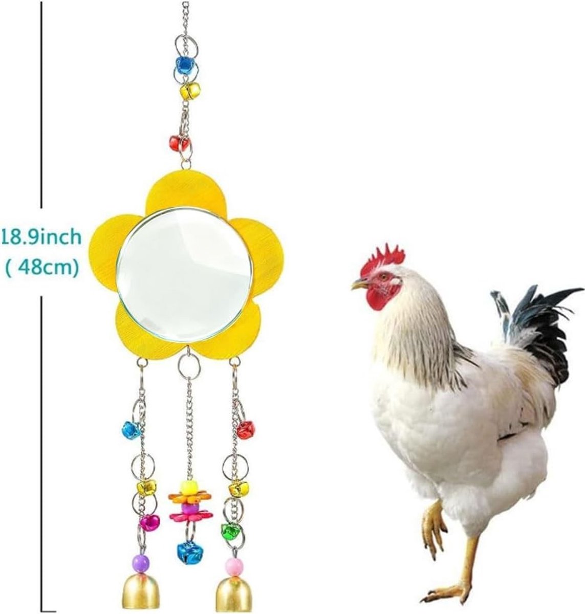 Grote hangende vogelspiegel voor kippen, robuuste en duurzame accessoires voor vogelkooien, krasbestendige spiegel