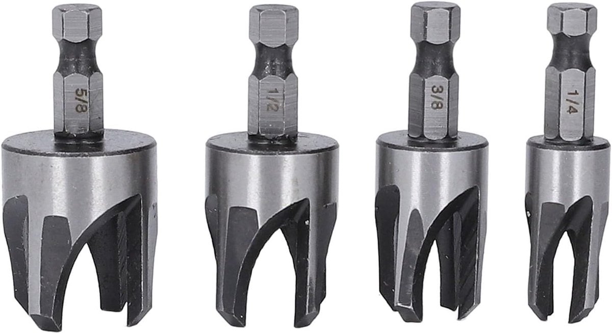 Plug snijders set 1/4in hex shank - houten boor bit - taps toelopend - duurzame koolstofstaal - ShopVlot