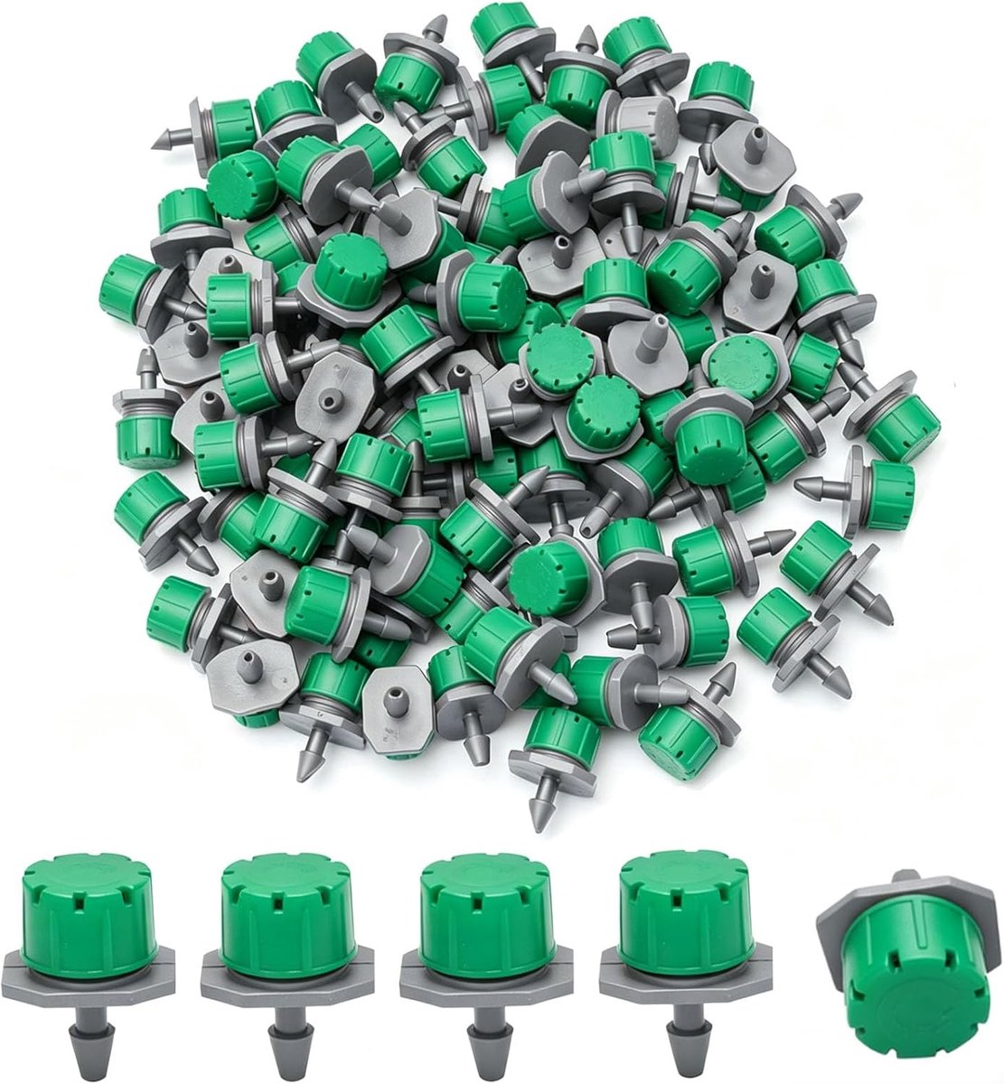 Verstelbare druppelaars 100 stuks - 360 graden instelbaar - voor 4/7 mm slang - ideaal voor bloemen en tuinen - ShopVlot