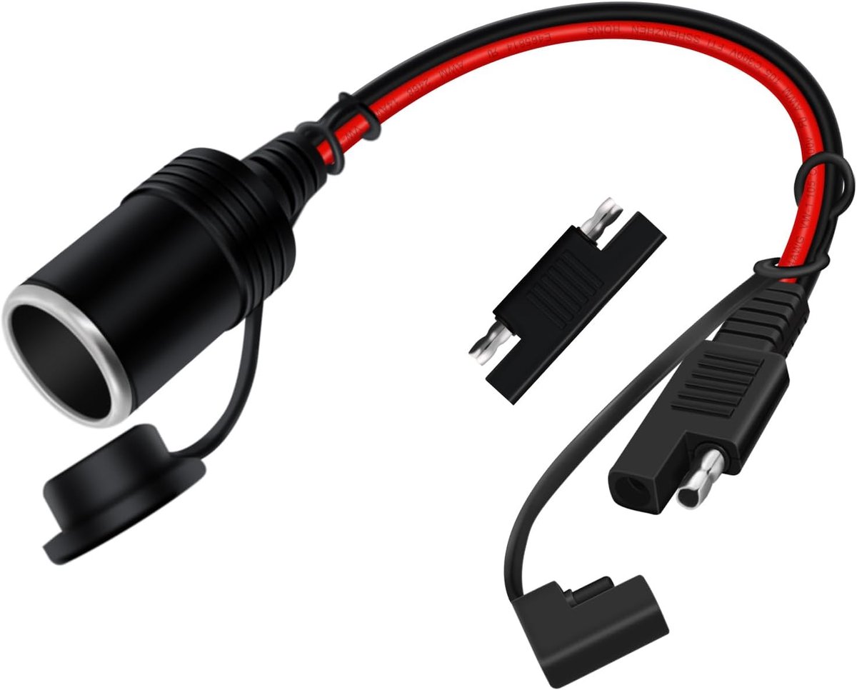 Cigarette Lighter Female Plug 0.3m - SAE 2 Pin 14AWG - Voor 12V en 24V toepassingen - Ideaal voor accessoires - ShopVlot
