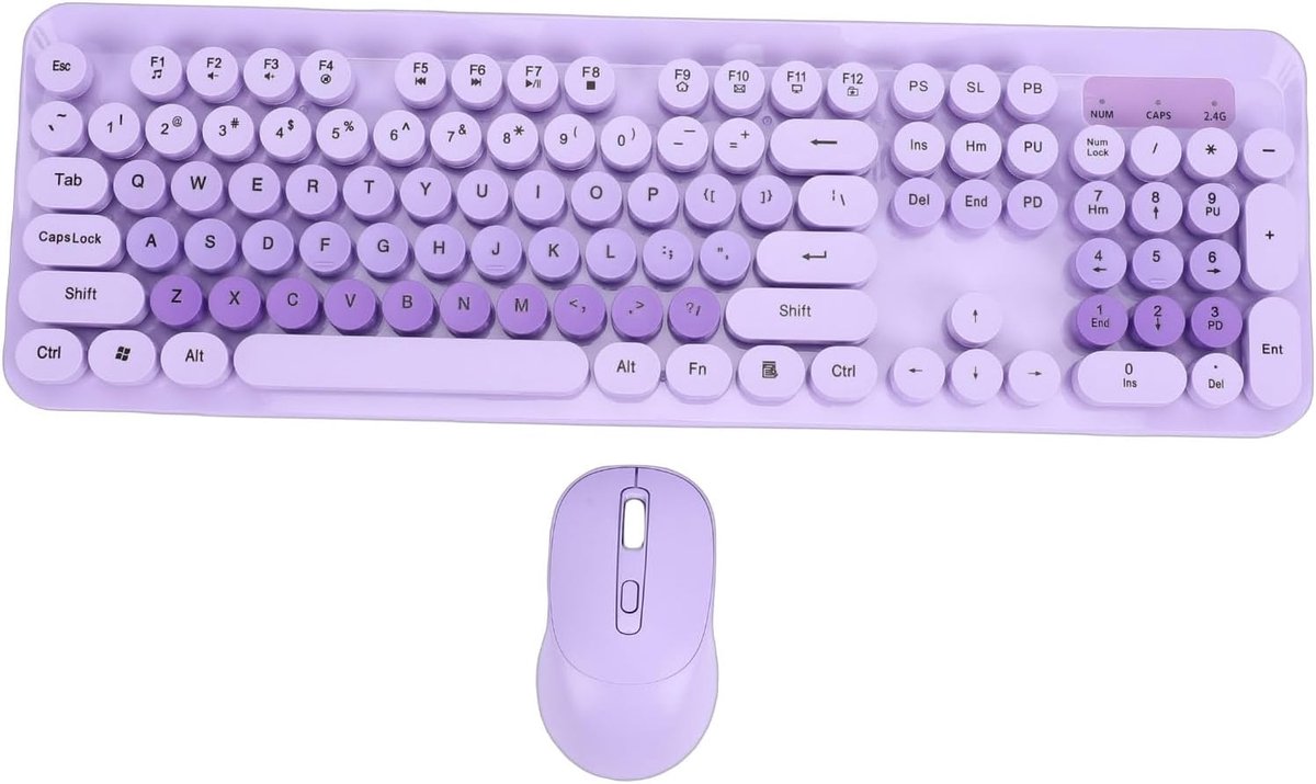 Draadloos toetsenbord en muis combo - 104 ronde toetsen - retro schrijfstijl - ideaal voor PC en laptop - ShopVlot