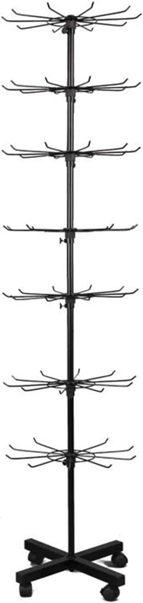 Draaiende standaards voor artikelen - 7 niveaus - zwart met haken - multifunctionele opbergruimte voor winkels - ShopVlot