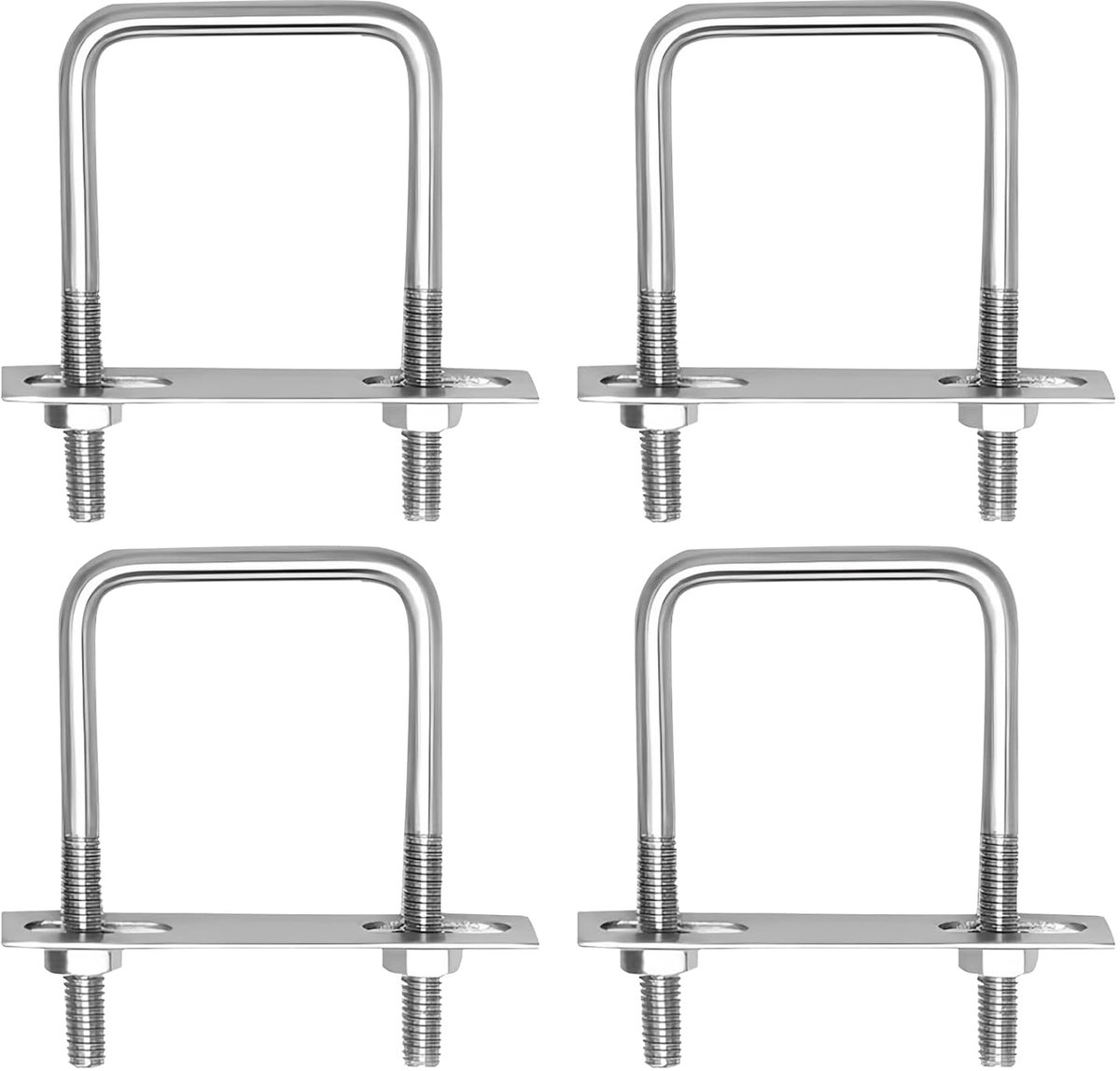 U-beugels 100 x 180 mm - RVS - met schroefdraad - ideaal voor hekwerkbevestiging - ShopVlot