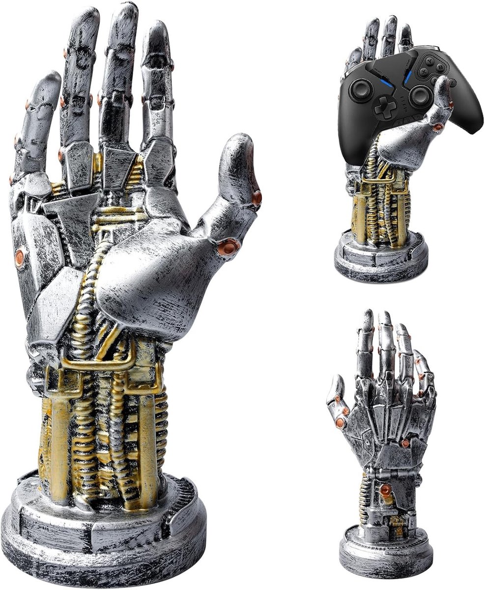 Gamer Helmhouder en Controller: Creatieve Mechanische Hand, Gaming Headset en Cyberpunk Bureau Decoratie voor Gamers
