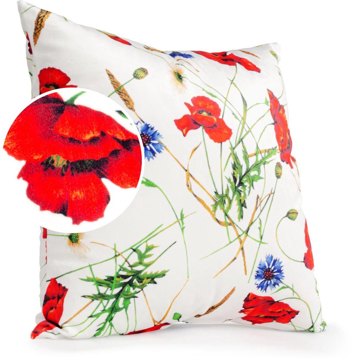ANRO Klaprozen Sierkussen 40x40 cm - Velours - Inclusief vulling Wit
